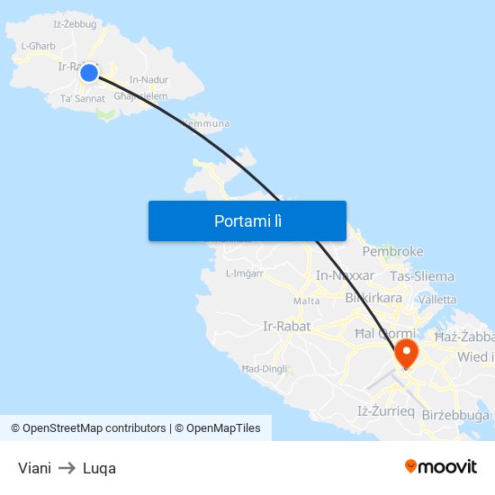 Viani to Luqa map