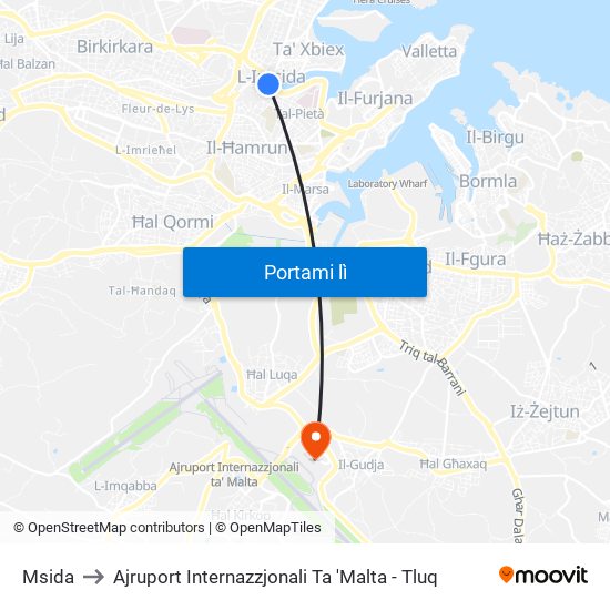 Msida to Ajruport Internazzjonali Ta 'Malta - Tluq map