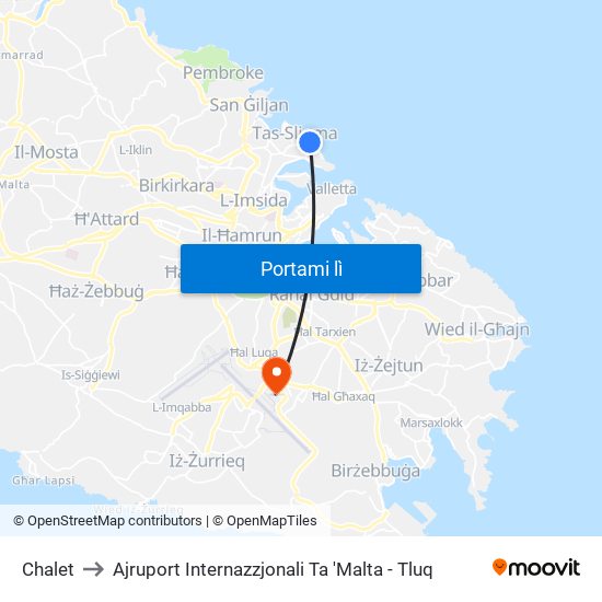 Chalet to Ajruport Internazzjonali Ta 'Malta - Tluq map
