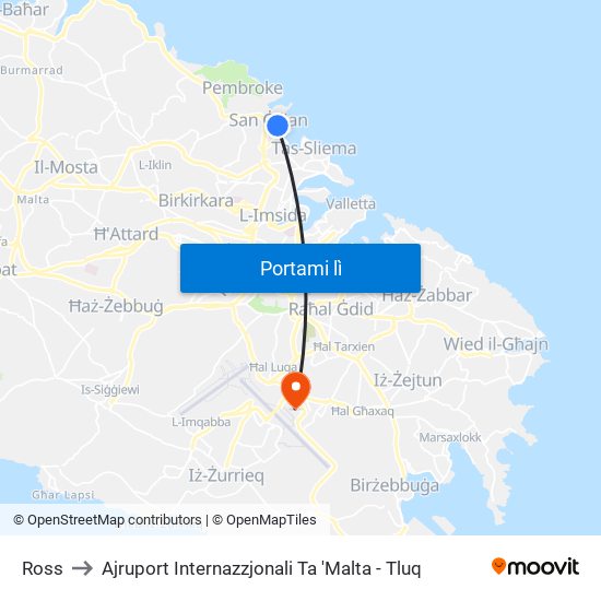 Ross to Ajruport Internazzjonali Ta 'Malta - Tluq map
