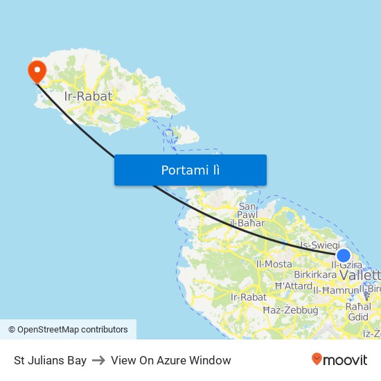 St Julians Bay to View On Azure Window map