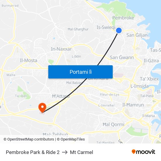 Pembroke Park & Ride 2 to Mt Carmel map