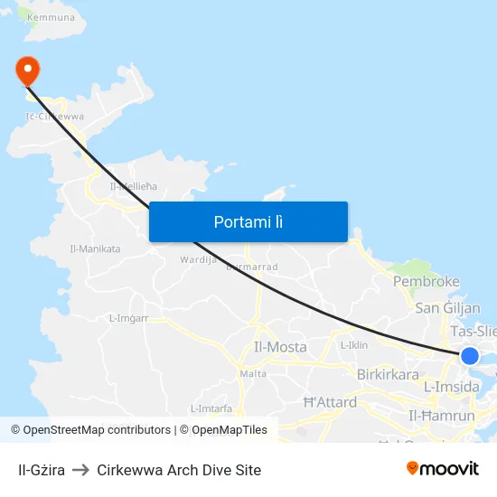 Il-Gżira to Cirkewwa Arch Dive Site map