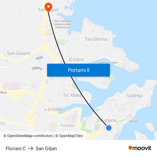 Floriani C to San Ġiljan map