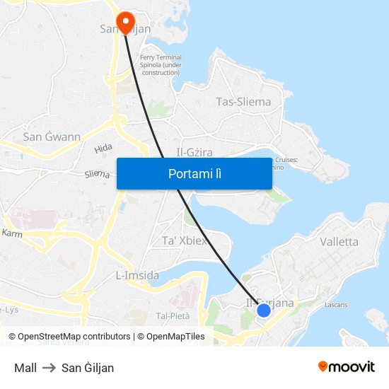Mall to San Ġiljan map