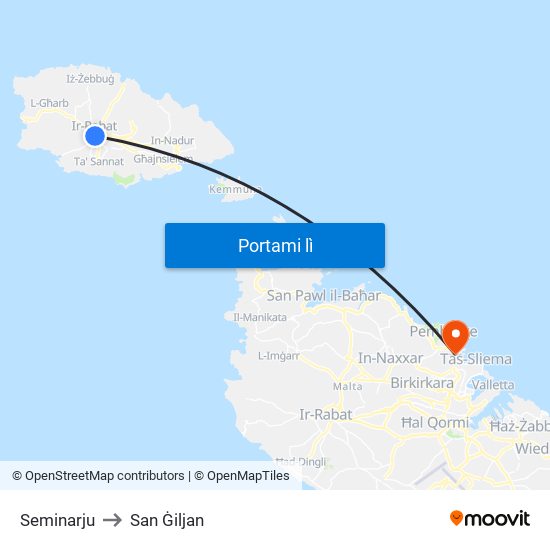 Seminarju to San Ġiljan map