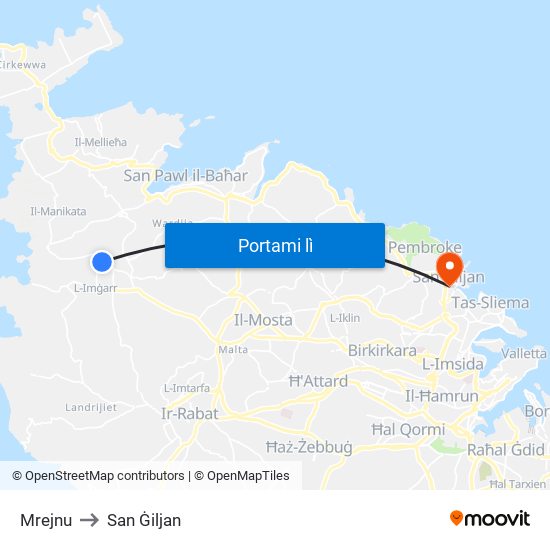 Mrejnu to San Ġiljan map