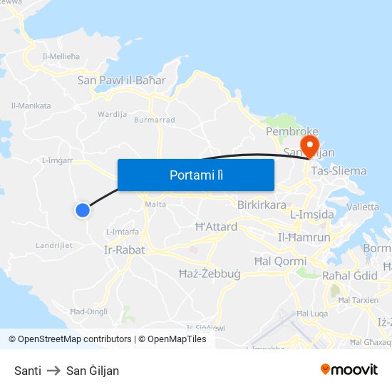 Santi to San Ġiljan map