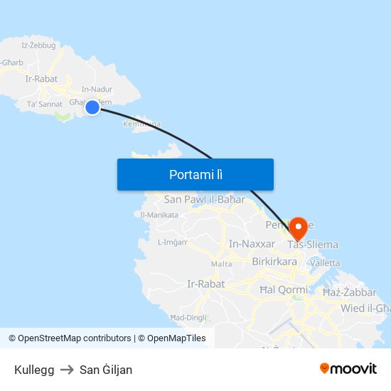 Kullegg to San Ġiljan map