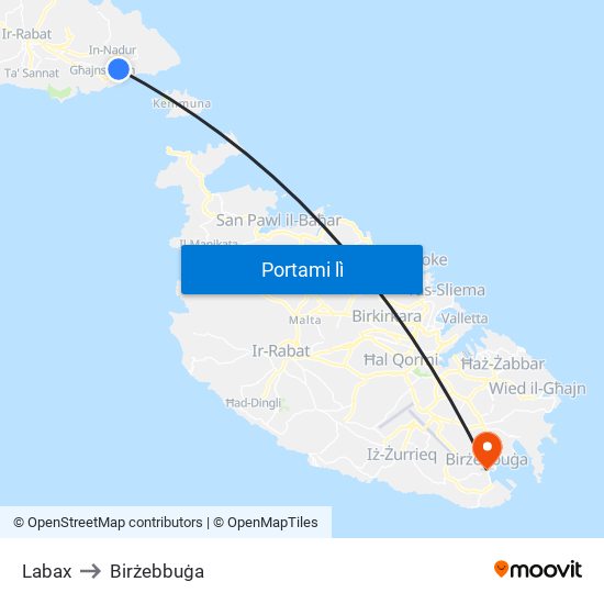 Labax to Birżebbuġa map