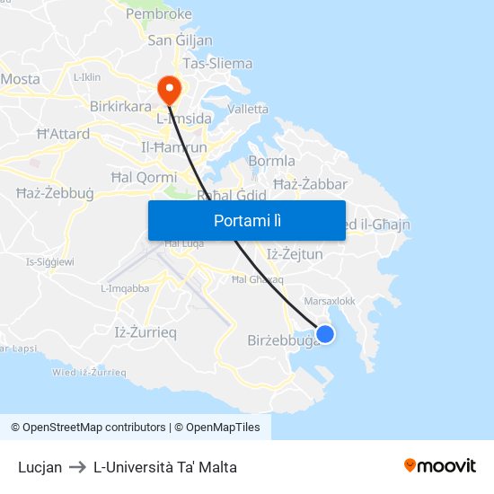 Lucjan to L-Università Ta' Malta map