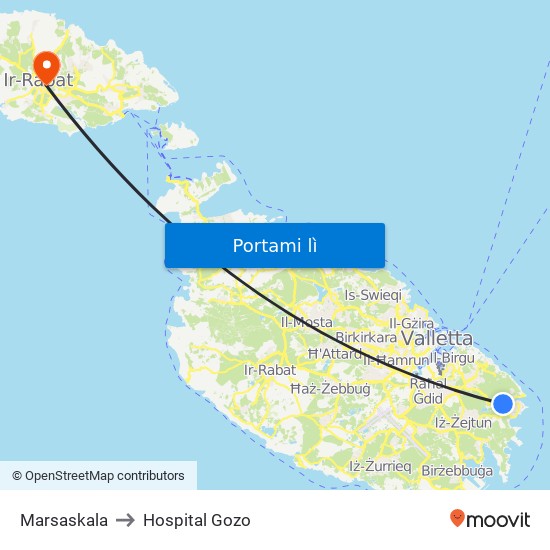 Wied Il-Għajn to Hospital Gozo map
