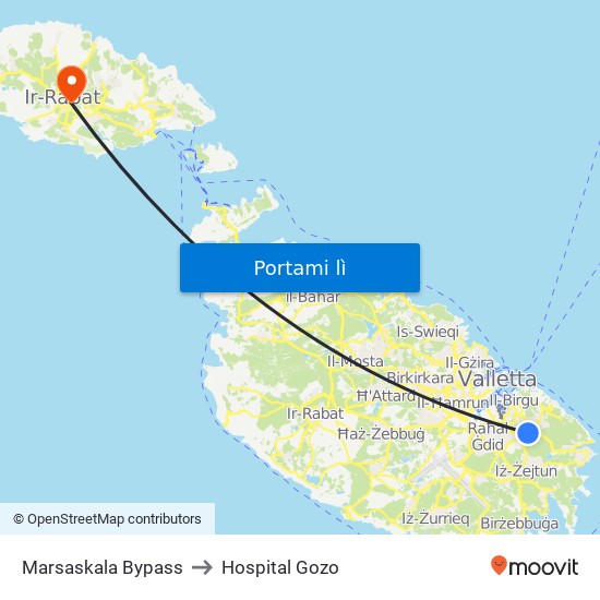 Marsaskala Bypass to Hospital Gozo map