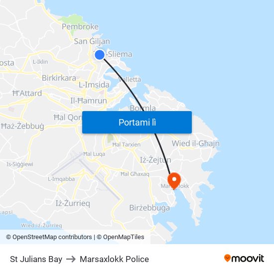 St Julians Bay to Marsaxlokk Police map