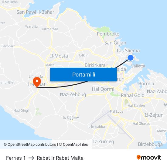 Ferries 1 to Rabat Ir Rabat Malta map
