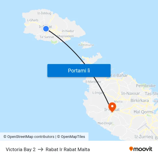 Victoria Bay 2 to Rabat Ir Rabat Malta map