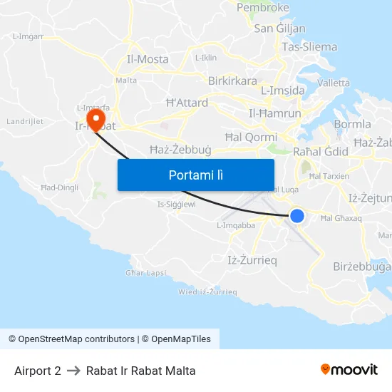 Airport 2 to Rabat Ir Rabat Malta map