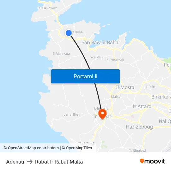Adenau to Rabat Ir Rabat Malta map