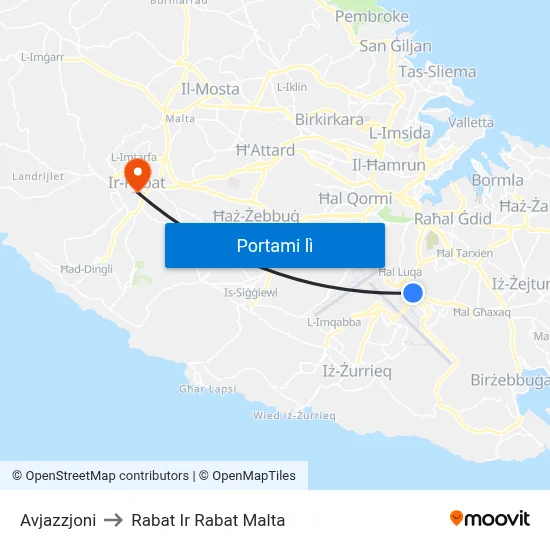 Avjazzjoni to Rabat Ir Rabat Malta map