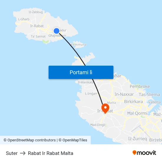 Suter to Rabat Ir Rabat Malta map