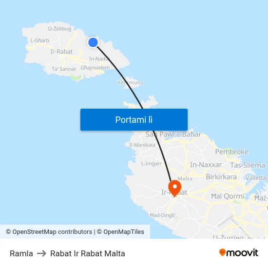 Ramla to Rabat Ir Rabat Malta map