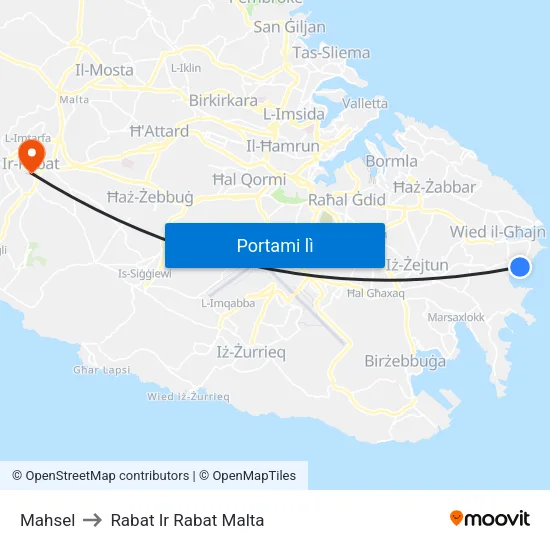 Mahsel to Rabat Ir Rabat Malta map