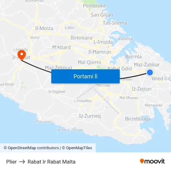 Plier to Rabat Ir Rabat Malta map