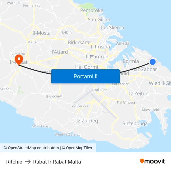 Ritchie to Rabat Ir Rabat Malta map