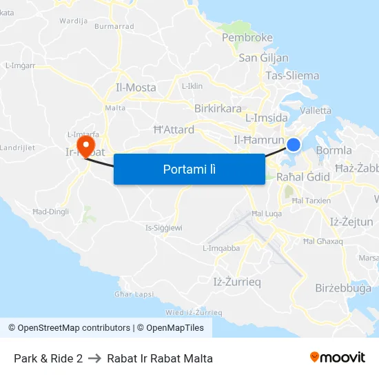 Park & Ride 2 to Rabat Ir Rabat Malta map