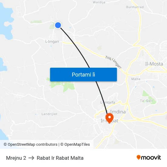 Mrejnu 2 to Rabat Ir Rabat Malta map