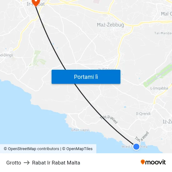 Grotto to Rabat Ir Rabat Malta map