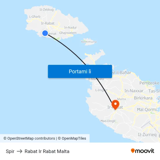 Spir to Rabat Ir Rabat Malta map