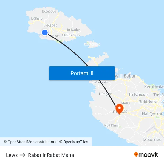 Lewz to Rabat Ir Rabat Malta map