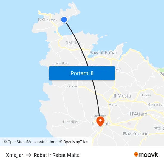 Xmajjar to Rabat Ir Rabat Malta map