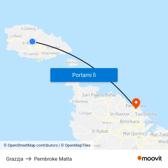 Grazzja to Pembroke Malta map