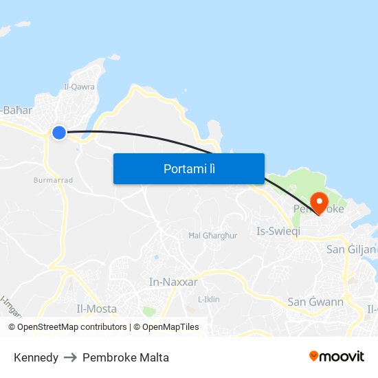 Kennedy to Pembroke Malta map