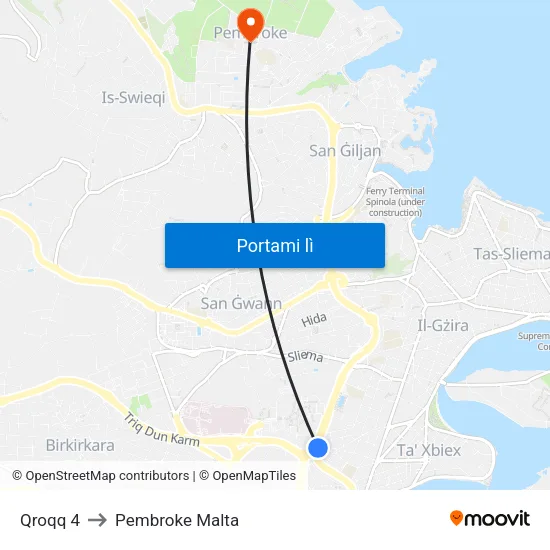 Qroqq 4 to Pembroke Malta map