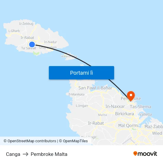 Canga to Pembroke Malta map