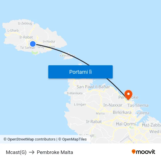 Mcast(G) to Pembroke Malta map