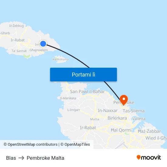 Blas to Pembroke Malta map