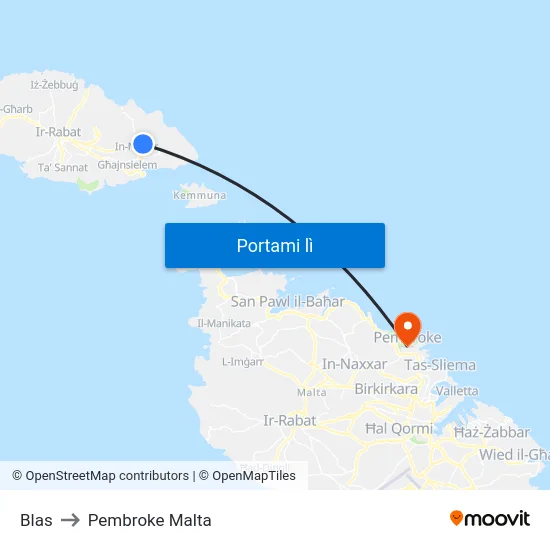 Blas to Pembroke Malta map
