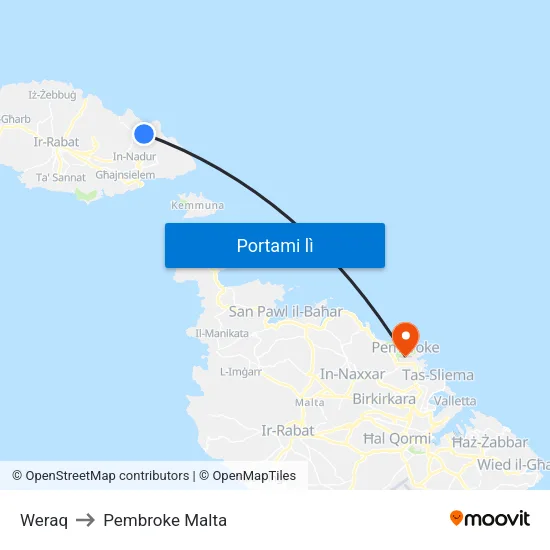 Weraq to Pembroke Malta map