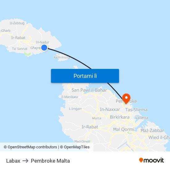 Labax to Pembroke Malta map