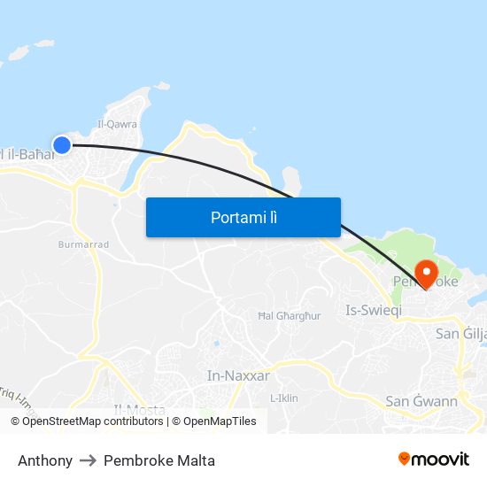 Anthony to Pembroke Malta map