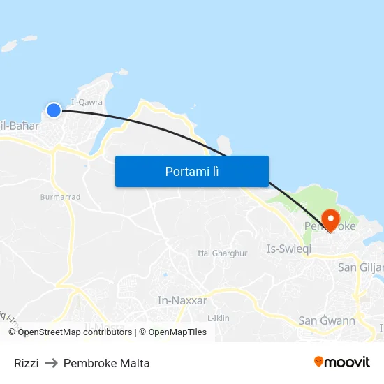 Rizzi to Pembroke Malta map