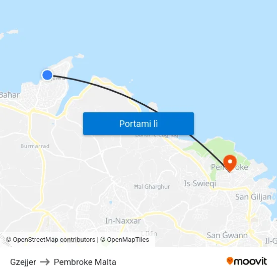 Gzejjer to Pembroke Malta map