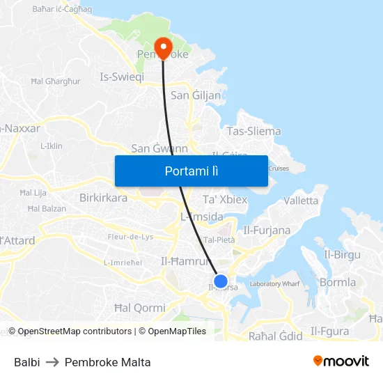 Balbi to Pembroke Malta map