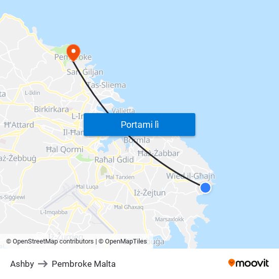 Ashby to Pembroke Malta map