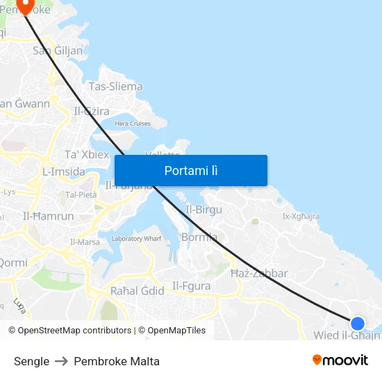 Sengle to Pembroke Malta map