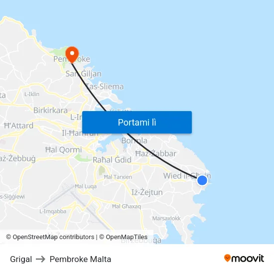 Grigal to Pembroke Malta map